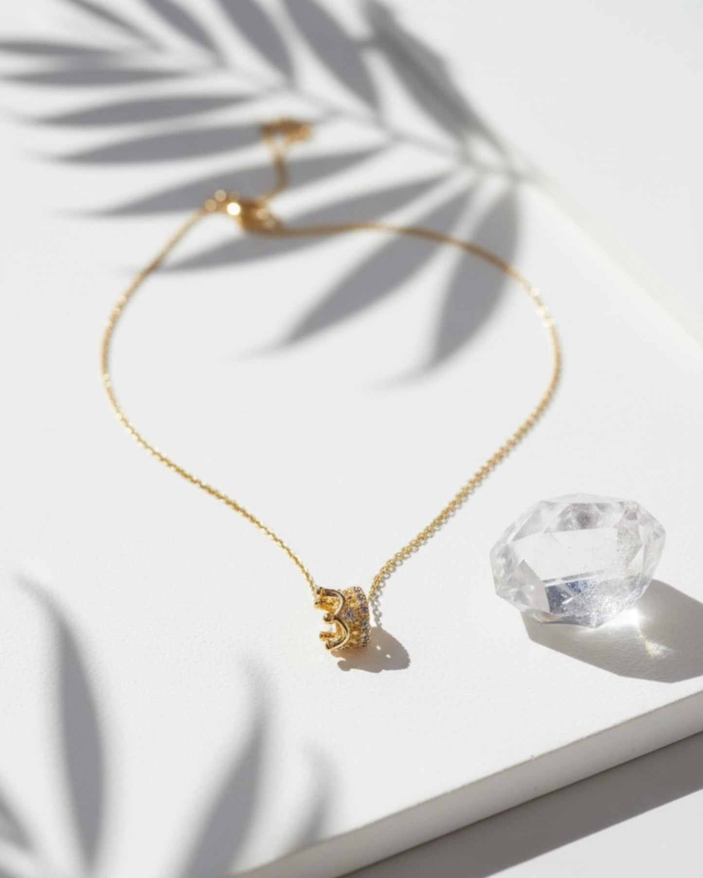 14-Carat Gold Vermeil and Cubic Zirconia Crown Necklace