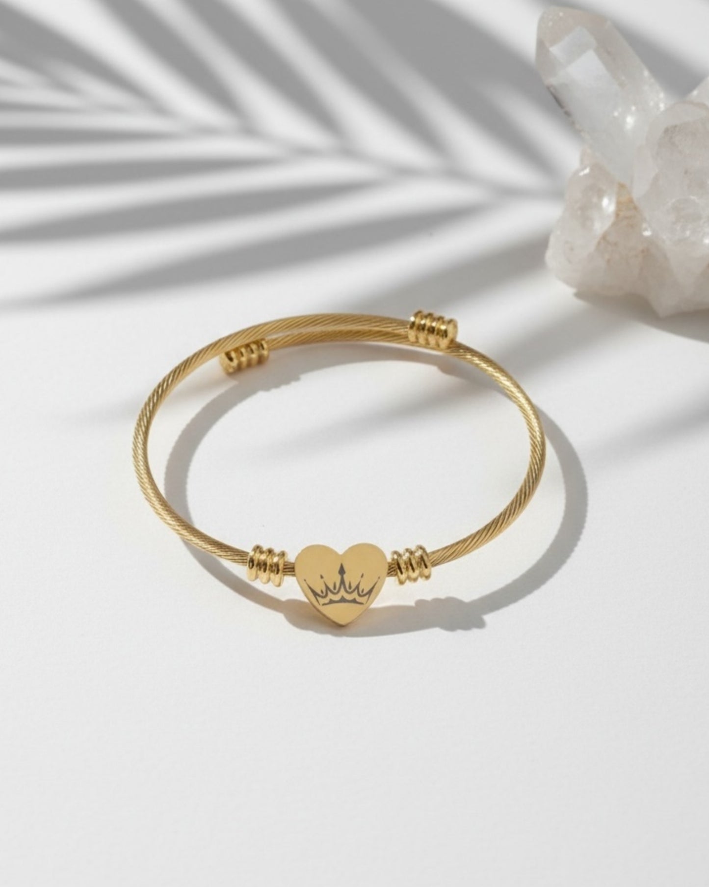 Crowned Heart Cable Cuff Bracelet | “The Crown You Never Lost” Engraved