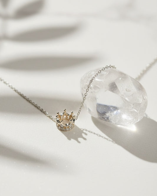 Sterling Silver and Cubic Zirconia Crown Necklace