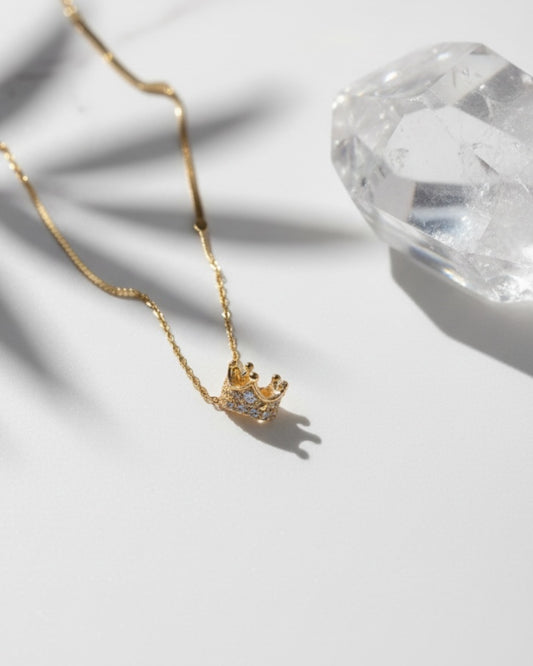 14-Carat Gold Vermeil and Cubic Zirconia Crown Necklace
