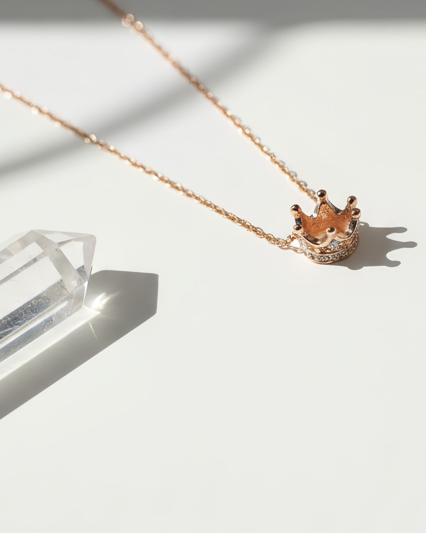 Rose Gold Vermeil and Cubic Zirconia Crown Necklace